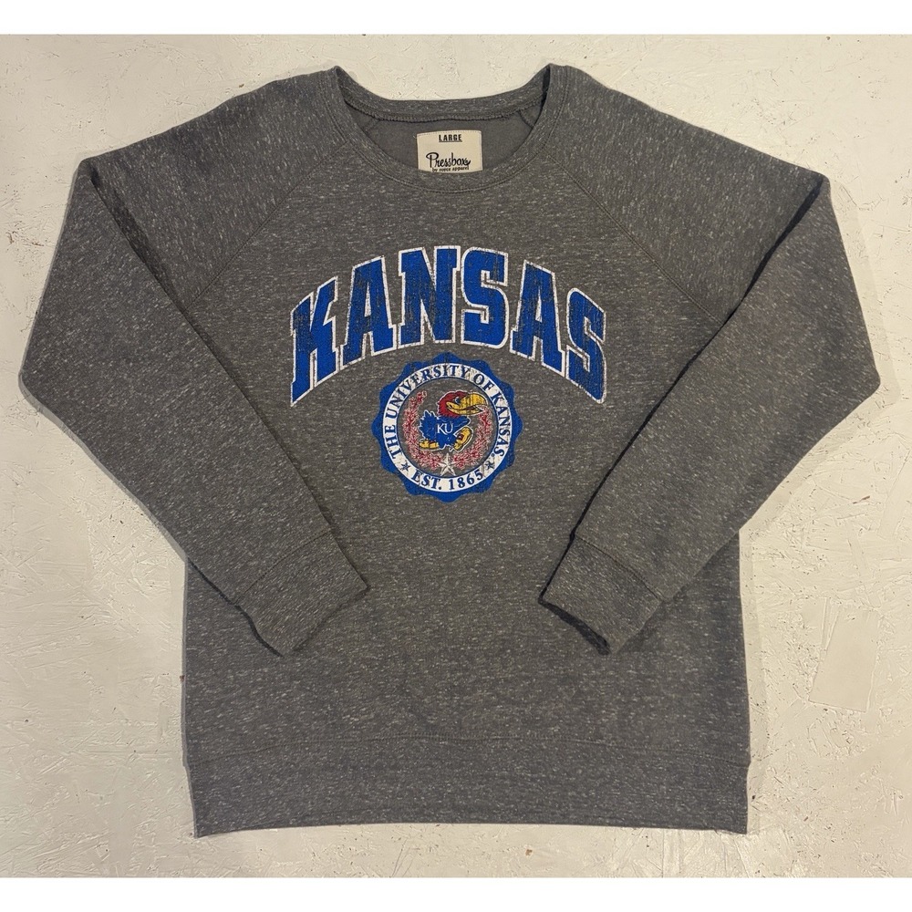 Pressbox Kansas Jayhawks Crewneck Sweatshirt Womens Large Gray Pullover Football
